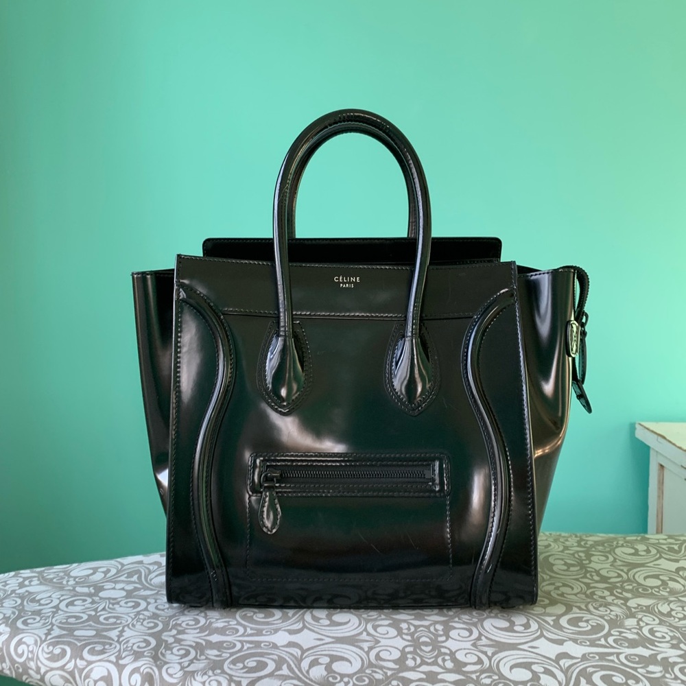 Celine Spazzolato Black Mini Luggage